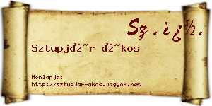 Sztupjár Ákos névjegykártya